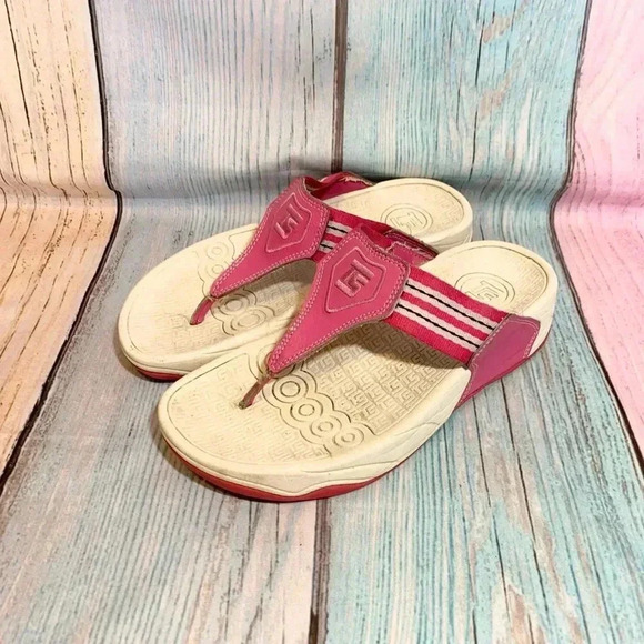 Pink and white therashoe slip on sandals open toe flip Flops - Picture 5 of 12